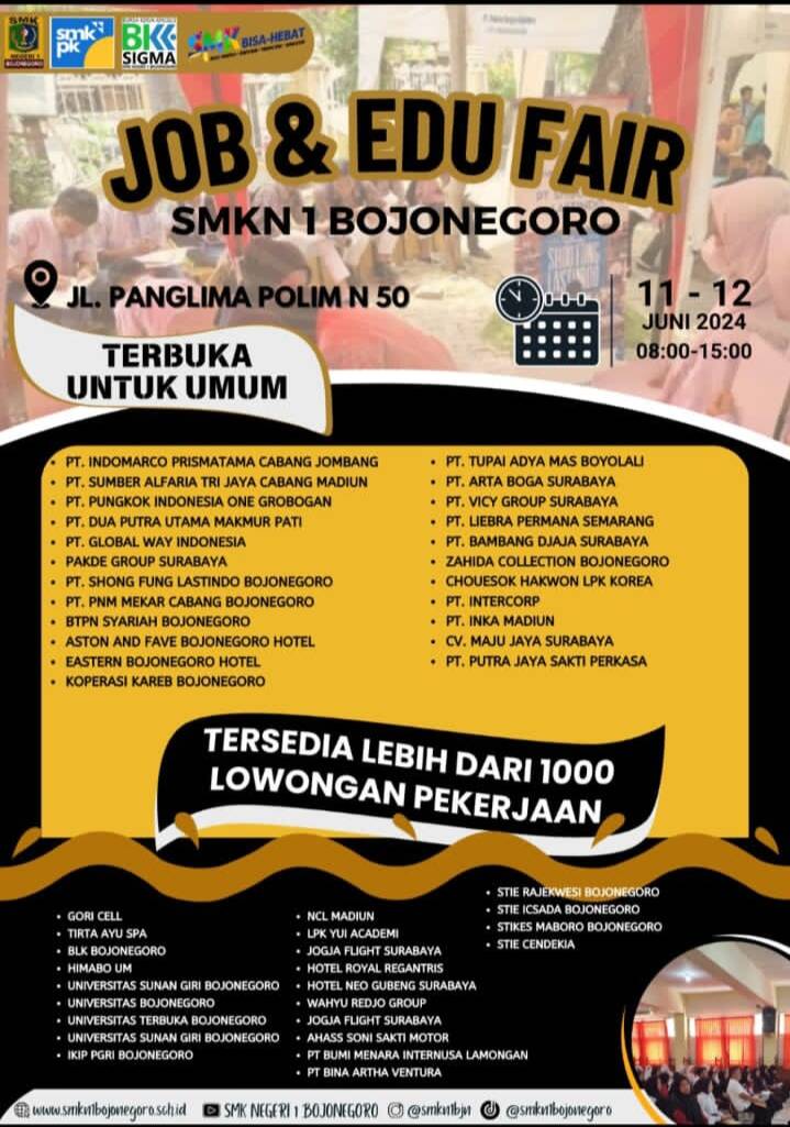 Buka Peluang Karir, SMKN 1 Bojonegoro Gelar Job and Edu Fair 2024