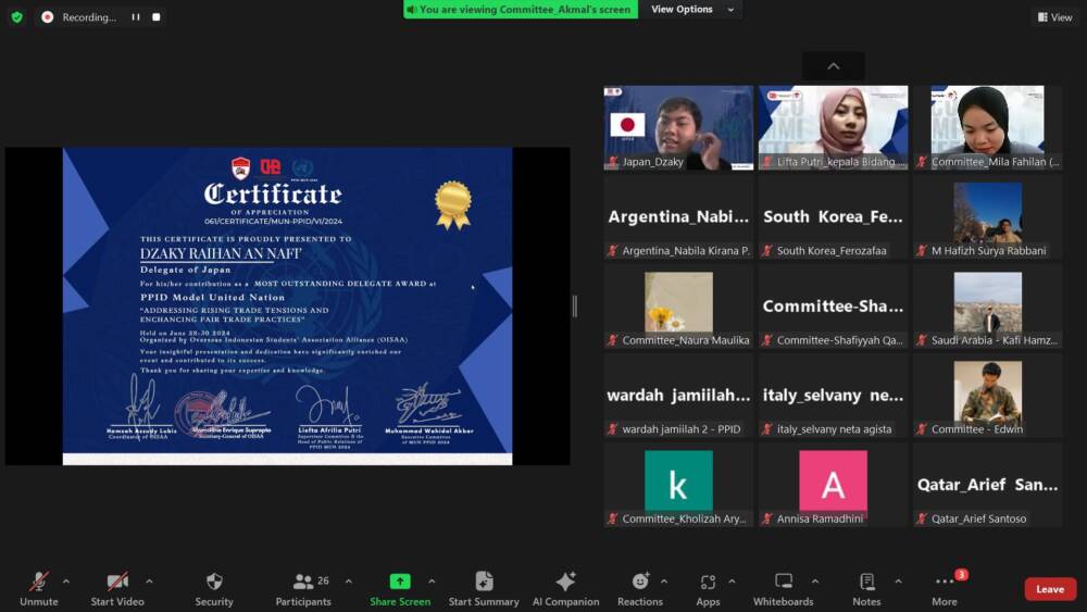 Perdana, PPID Mengadakan MUN dalam Membantu Pengembangan Kemampuan Diplomasi